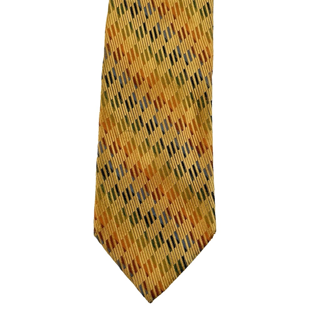 John W. Nordstrom 100% Silk Made in Italy‎ Gold Patterned Men Repp Tie 61.5"x 4"